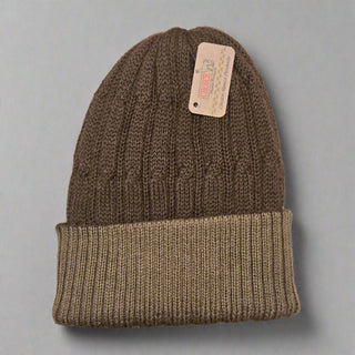 Reversible Cabled 100% Alpaca Knit Hat Fun BrownMedBrown
