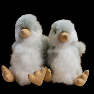 11" Fur Alpaca Penguin Toys Blue and White