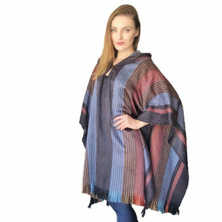 Six Band Alpaca Poncho Poncho