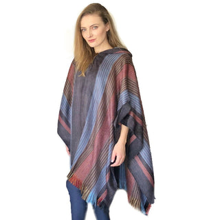 Six Band Alpaca Poncho Poncho
