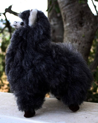 9" Standing Fur Alpaca Toy Toys Black