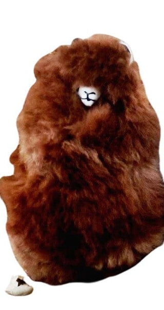 9" Standing Fur Alpaca Toy Toys Dark Brown