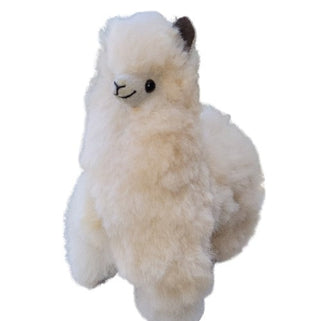 9" Standing Fur Alpaca Toy Toys Light Fawn