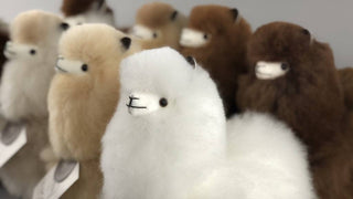 9" Standing Fur Alpaca Toy Toys Light Fawn