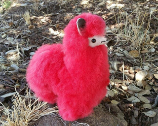 9" Standing Fur Alpaca Toy Toys Red
