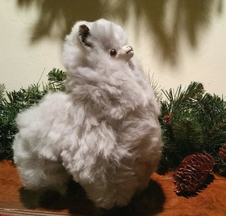 9" Standing Fur Alpaca Toy Toys Silver
