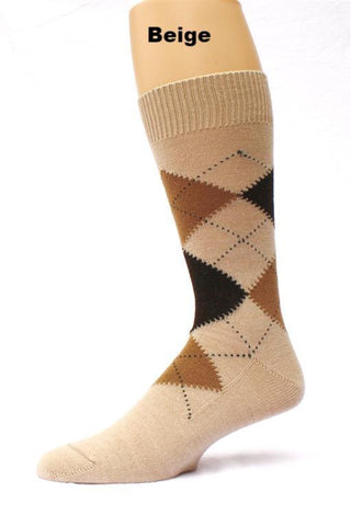Alpaca Argyle Socks Socks Large Beige
