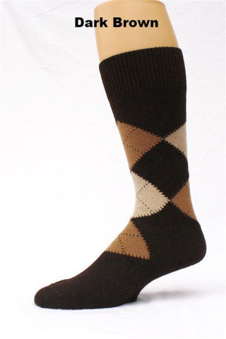 Alpaca Argyle Socks Socks Large Dark Brown