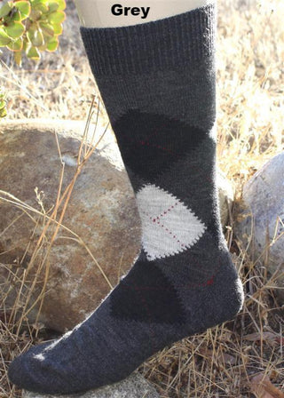 Alpaca Argyle Socks Socks Large Grey