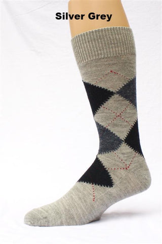 Alpaca Argyle Socks Socks Large Silver 