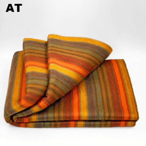 Alpaca Bed Blanket - Striped Blankets AT 