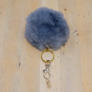 Alpaca Fuzzball Keychain Fun Assorted Greys 