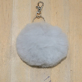 Alpaca Fuzzball Keychain Fun Light Silver Grey