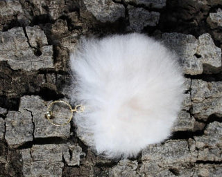 Alpaca Fuzzball Keychain Fun White 