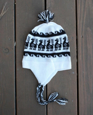 Alpaca Inca Braided Chullo Hat Socks Chullo One Size White Base