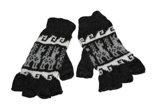 Alpaca Inca Patterned Fingerless Gloves Gloves