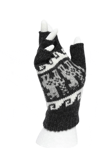 Alpaca Inca Patterned Fingerless Gloves Gloves