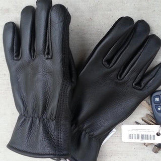 Alpaca Knit Lined Cowhide Leather Gloves - Alpaca Made in the USA Gloves Black Small