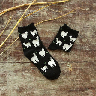 Alpaca Love Ankle Height Cotton Socks Socks Black