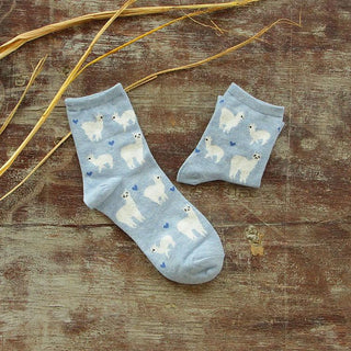 Alpaca Love Ankle Height Cotton Socks Socks Blue 