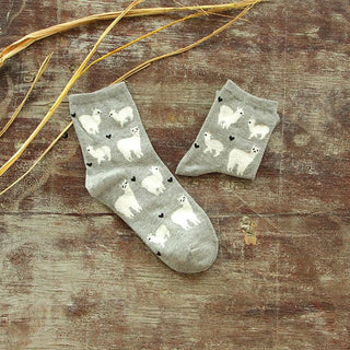 Alpaca Love Ankle Height Cotton Socks Socks Grey