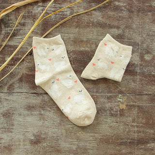 Alpaca Love Ankle Height Cotton Socks Socks Khaki