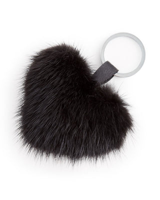 Alpaca Love Heart Shaped Fur Keychain Fun Black