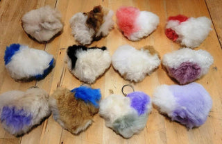 Alpaca Love Heart Shaped Fur Keychain Fun Mixed