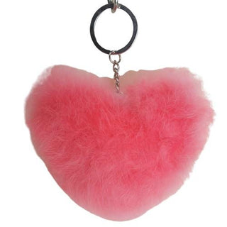 Alpaca Love Heart Shaped Fur Keychain Fun Pink
