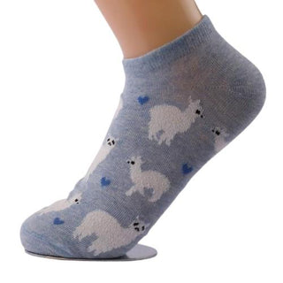 Alpaca Love No-Show Cotton Socks Socks Blue