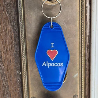 Alpaca Vintage Motel Keychain Souvenir Jewelry Blue One