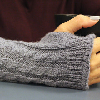 Alpaca Wrist Warmers Cabled Gloves Slate Grey