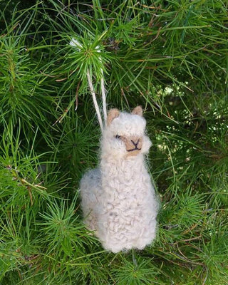Alpacadorable Hand Made Baby Alpaca Ornaments Holiday 3 inch White