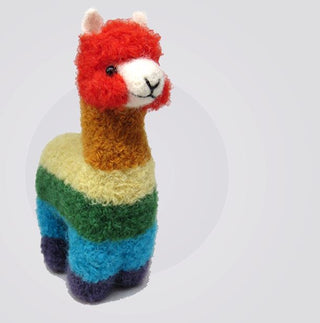 Alpacadorable Hand Made Baby Alpaca Ornaments Holiday 5 inch Rainbow
