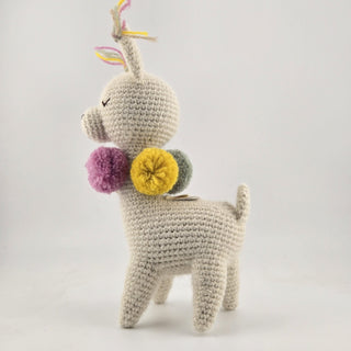 Baby Alpaca Knit Figure with Pom-Pom Necklace Toy