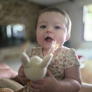 Baby Alpaca Knit Figure with Pom-Pom Necklace Toy