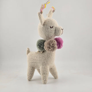 Baby Alpaca Knit Figure with Pom-Pom Necklace Toy