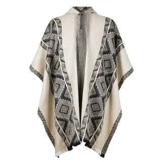 Black Grey Diamonds Alpaca Poncho Poncho