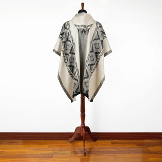 Black Grey Diamonds Alpaca Poncho Poncho