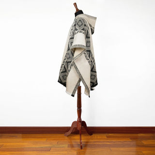 Black Grey Diamonds Alpaca Poncho Poncho