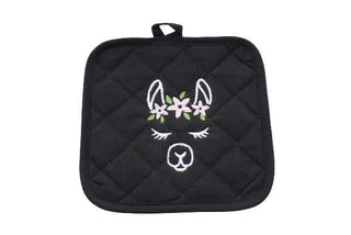 Blissful Alpaca Pot Holders FUN Black