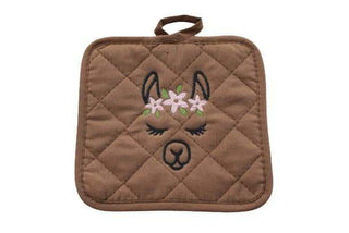 Blissful Alpaca Pot Holders FUN Brown