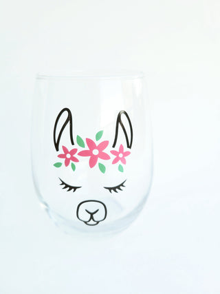 Blissful Alpaca Wine Glass FUN