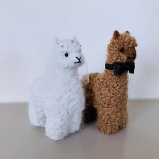 Bride and Groom Alpacadorable Hand Made Baby Alpaca Ornaments Holiday