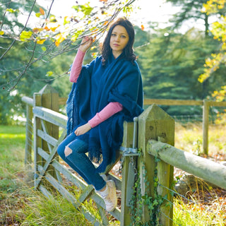Cape Wrap Solid Alpaca Poncho Poncho Bold Blue