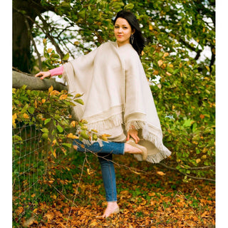 Cape Wrap Solid Alpaca Poncho Poncho Ivory 