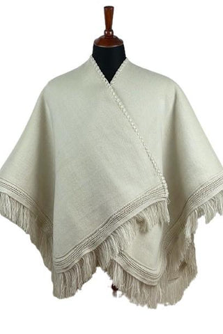 Cape Wrap Solid Alpaca Poncho Poncho Ivory (Off White) 