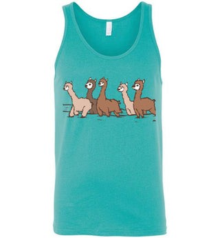 Curious Alpacas Canvas Unisex Tank Shirts & Tops Teal S