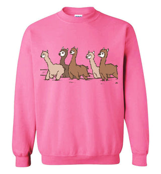 Curious Alpacas Gildan Crewneck Sweatshirt Shirts & Tops Safety Pink S