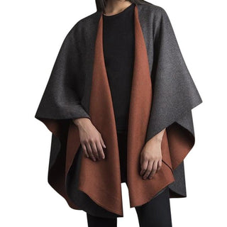 Double Face Alpaca Ruana Poncho Comb1
